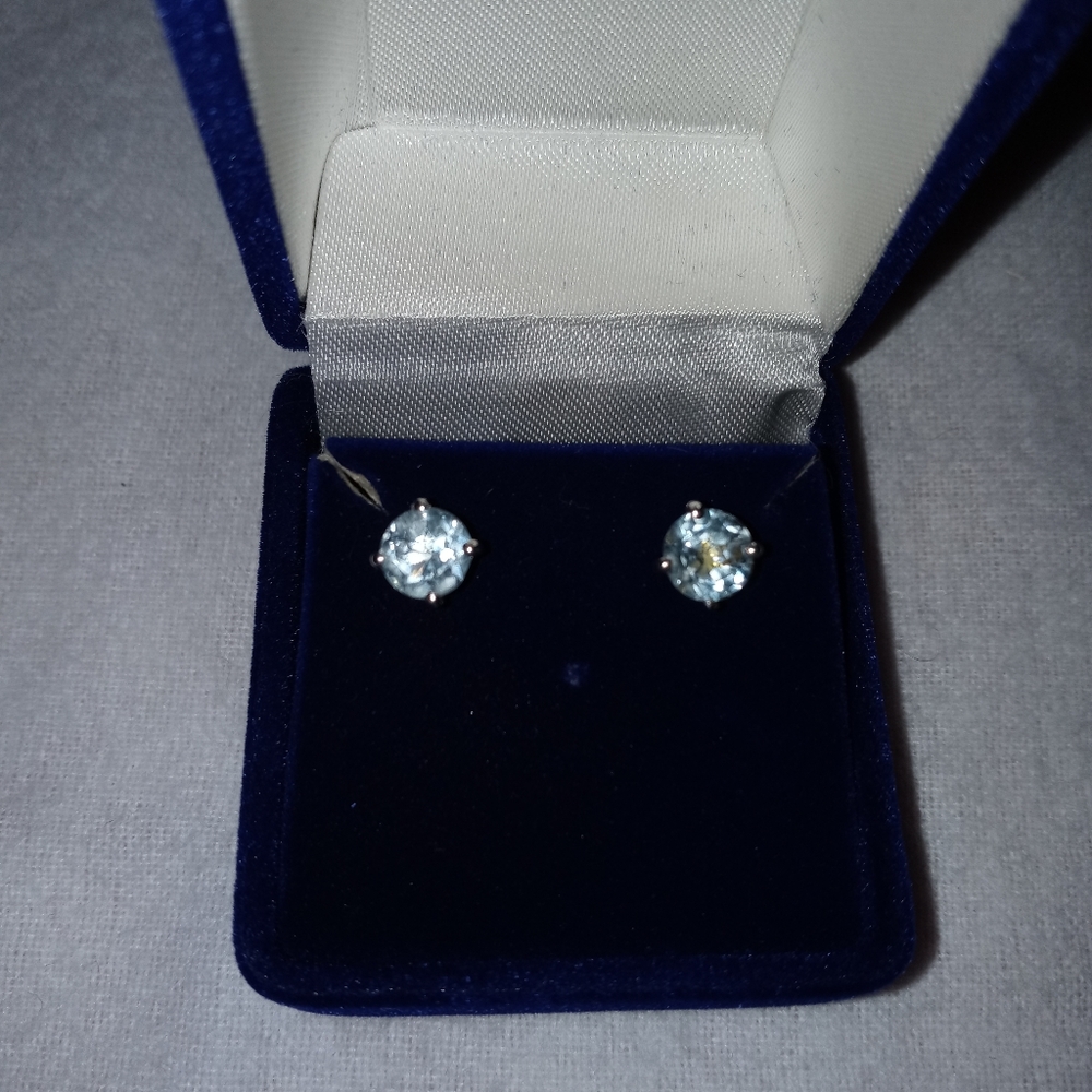 Sky Blue Topaz Stud Earrings